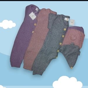 Cozy Knit Baby Rompers and Hat Set